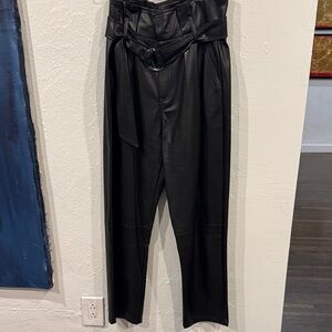 Elan Black High-Waisted Belted Trousers